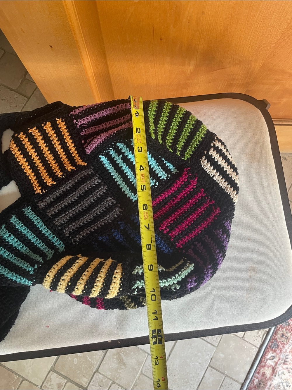 Black Crochet Patchwork Shoulder Bag Multicolor Boho Festival Artsy Art - Picture 11 of 11
